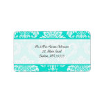 Aqua Damask Customizable Address Labels