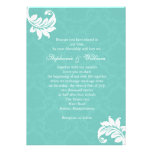 Aqua Damask Monogram Wedding Invitation