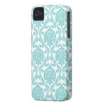 Aqua Damask Pattern Case-mate Iphone 4 Cases