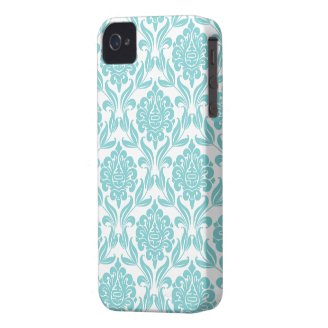 Aqua Damask Pattern Case-mate Iphone 4 Cases