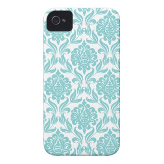 Aqua Damask Pattern Case-mate Iphone 4 Cases