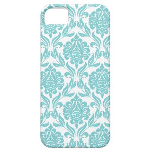 Aqua Damask Pattern iPhone 5 Covers