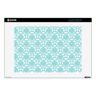 Aqua Damask Pattern Laptop Skin