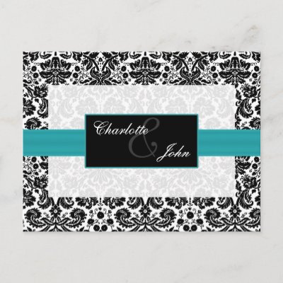 turquoise damask wedding save the date announcement A complete online 