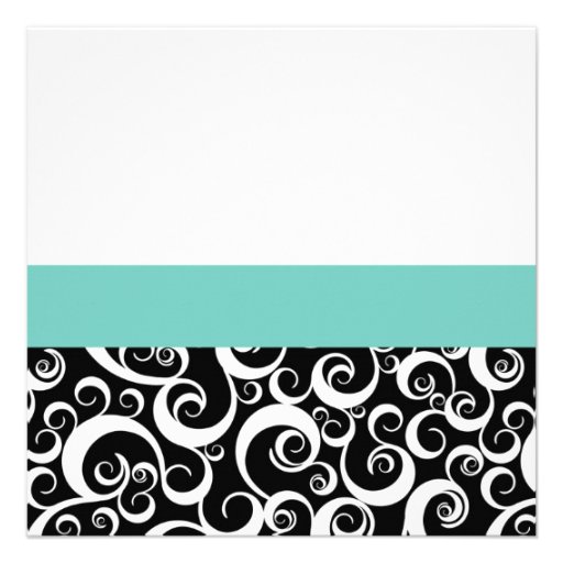 Aqua Damask Swirl Rehearsal Dinner Invitation