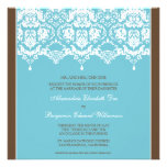 Aqua Darling Damask Lace Square Wedding Invitation