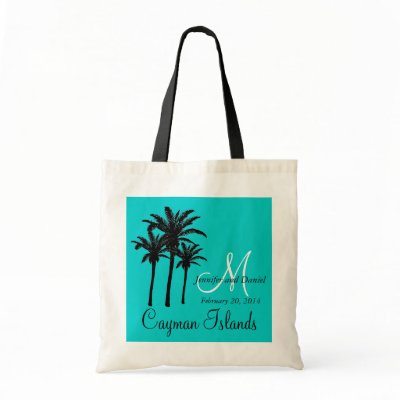 Aqua Destination Wedding Tote Bag Palm Trees