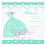 Aqua dress and festooning invitations