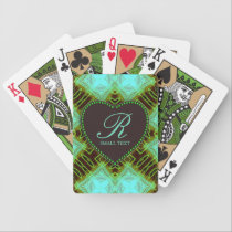 Aqua Earthy Love Chocolate Monogram Heart Cards playing cards