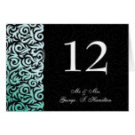 aqua  Elegant damask  table seating card