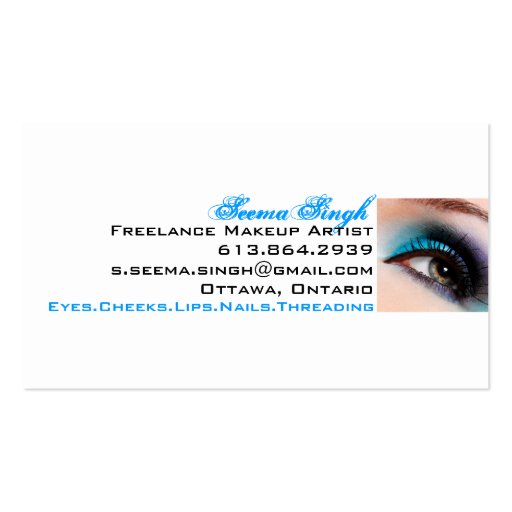 Aqua Eye Makeup Artist Business Cards (back side)
