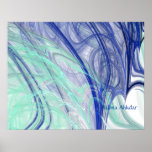 aqua feathers abstract art  Halima Ahkdar posters