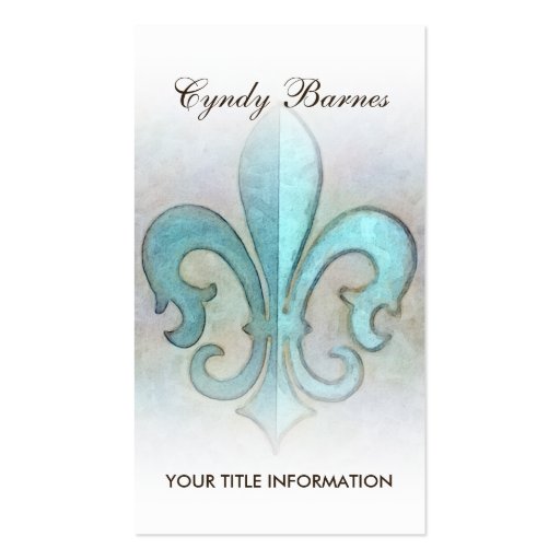 Aqua Fleur de Lis Business Card (front side)