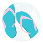 aqua flip flops round stickers