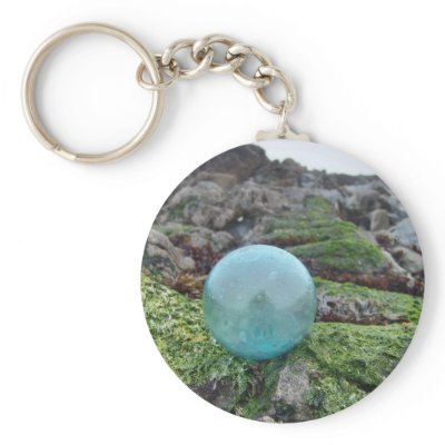 Aqua float on greenery at tide pool keychain by deegolden