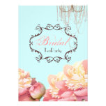 Aqua Floral Bridal Shower Tea Party Invitation
