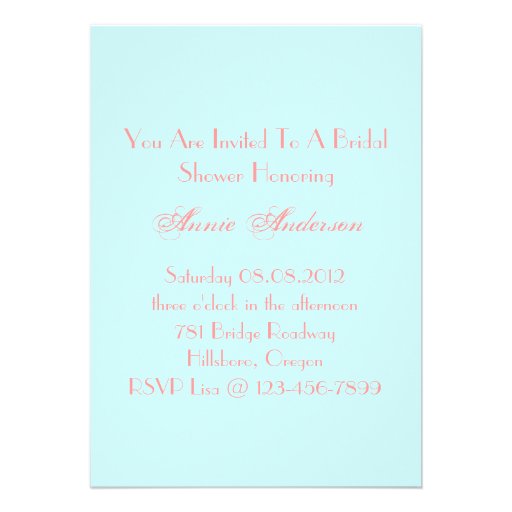 Aqua Floral Bridal Shower Tea Party Invitation