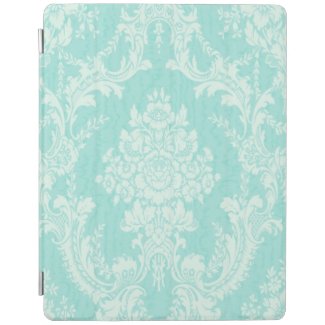 Aqua floral damask iPad cover
