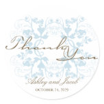Aqua Floral Flourish Thank You Gift Label Sticker