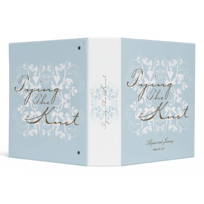 Aqua Floral Flourish Tying The Knot Wedding Binder by fatfatin_blue_knot