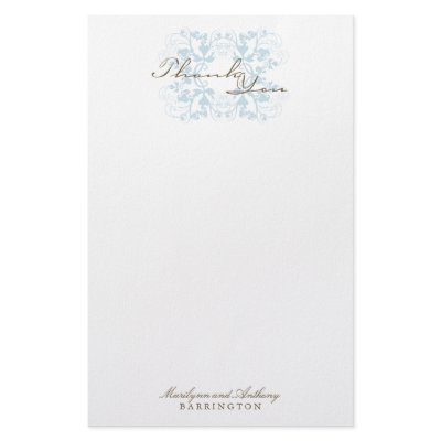 Aqua Floral Flourish Wedding Thank You Stationery by fatfatin_blue_knot