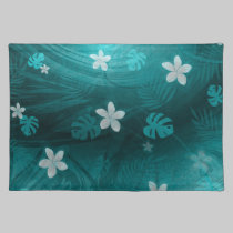 Aqua Floral Polynesian place mat placemats