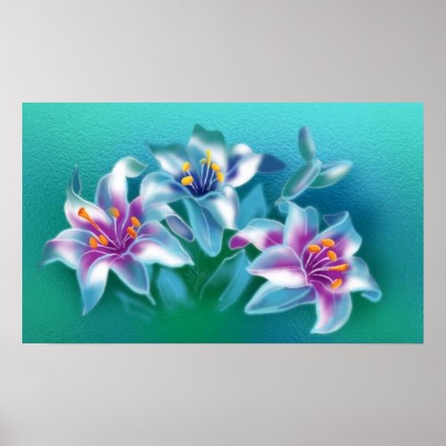 Aqua Floral Posters print