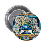 Aqua Flowers in vase, Plaza de Espana, Seville, Sp Button