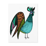 Aqua Folk Art Rooster Postcards