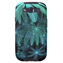 Aqua Fractal Flowers Galaxy S3 Cases