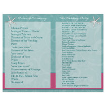 Aqua & Fuchsia Beach Wedding Ceremony Programs Flyer