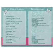 Aqua & Fuchsia Beach Wedding Ceremony Programs Flyer