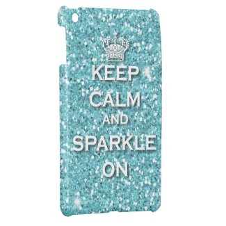 custom glitter mini ipad case Aqua Glitter Keep Calm & Sparkle on Ipad Mini case
