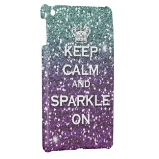 Aqua Glitter Keep Calm & Sparkle on Ipad Mini case