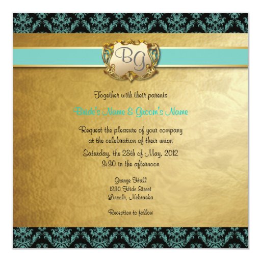 Aqua & Gold Elegant Wedding Invite - 2new