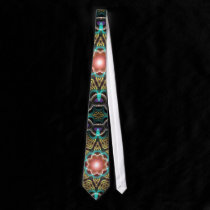 Aqua Gold Fractal Starlight Tie ties