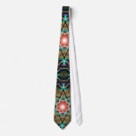 Aqua Gold Fractal Starlight Tie