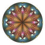 Aqua Golden Mandala Fractal Star Sticker