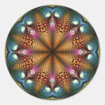 Aqua Golden Mandala Fractal Star Sticker