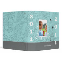 Aqua & Gray Bird Cage Your Photo Wedding Planner 2 Vinyl Binder