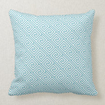 Aqua Greek Key Pattern Pillow