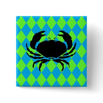 Aqua & Green Diamonds Crab Pin by JuJuGarden
