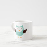 Aqua Green Spring Owl Espresso Mug