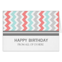 Aqua Grey Chevron Business From Group Birthday Greeting Card