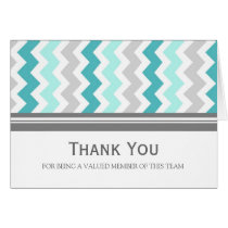 Aqua Grey Chevron Employee Appreciation Card