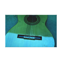 Aqua Guitar Stretched Canvas Print