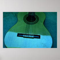 Aqua Guitar Poster