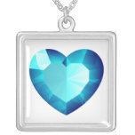 Aqua Heart Gemstone Sterling Silver Necklace