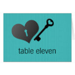 Aqua Heart Lock and Key Table Card