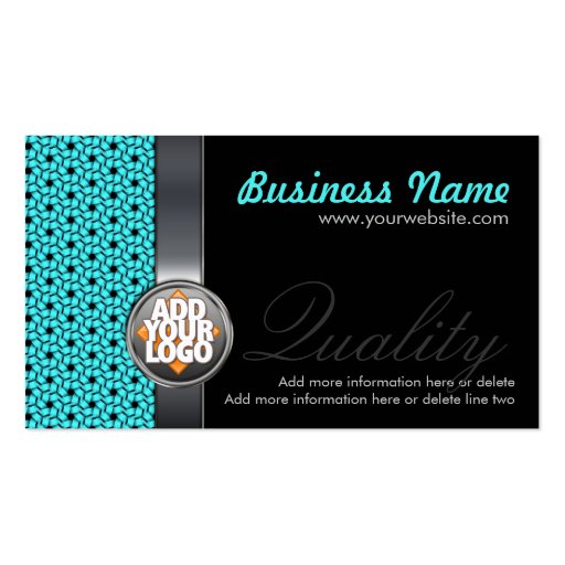 Aqua Hexagon Pattern w/ Logo Dark Business Cards (back side)